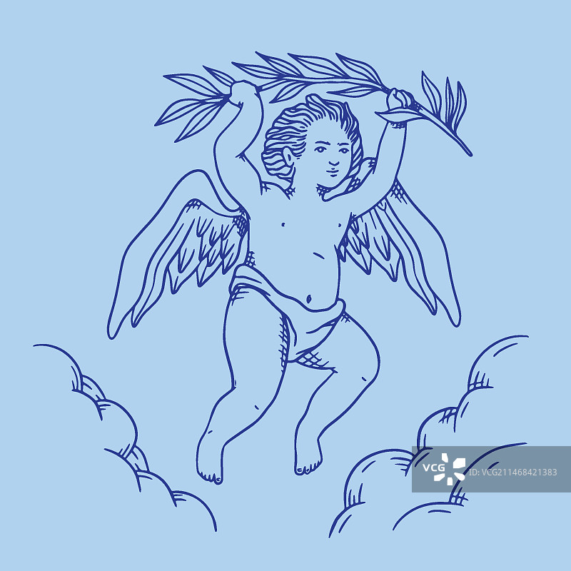 手绘婴儿天使插画图片素材