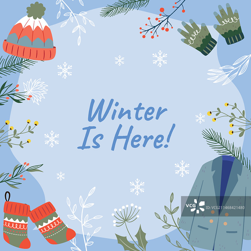 扁平风格冬季暖服装插画图片素材