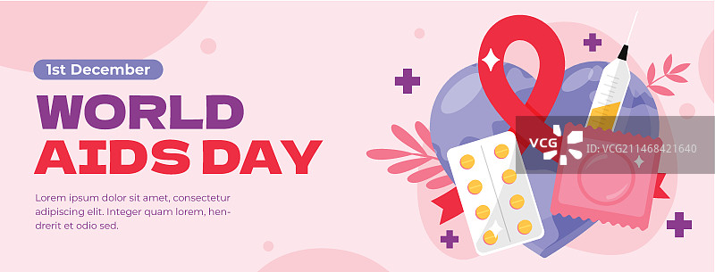 世界艾滋病日公益宣传扁平风社交媒体封面模板图片素材