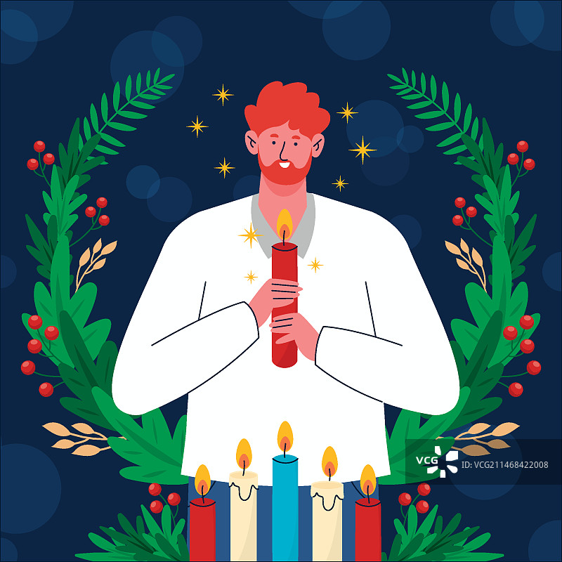 小蜡烛节扁平风插画图片素材