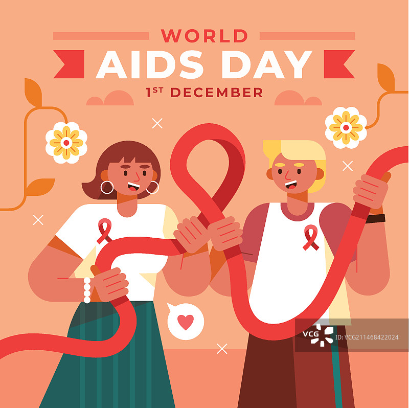 世界艾滋病日宣传扁平插画图片素材