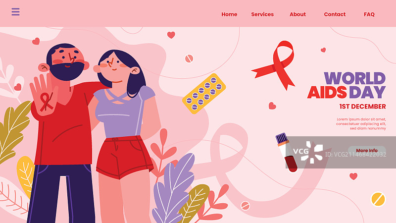 世界艾滋病日公益宣传扁平登录页模板图片素材