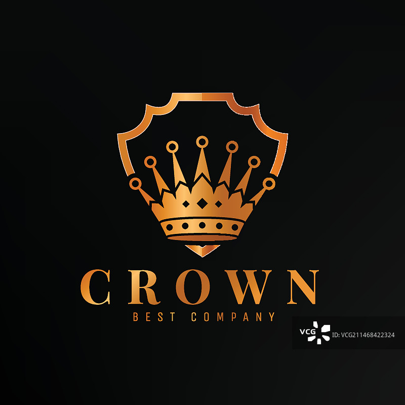 渐变金色皇冠Logo模板图片素材