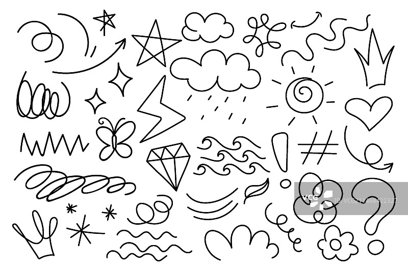 手绘涂鸦元素合集图片素材