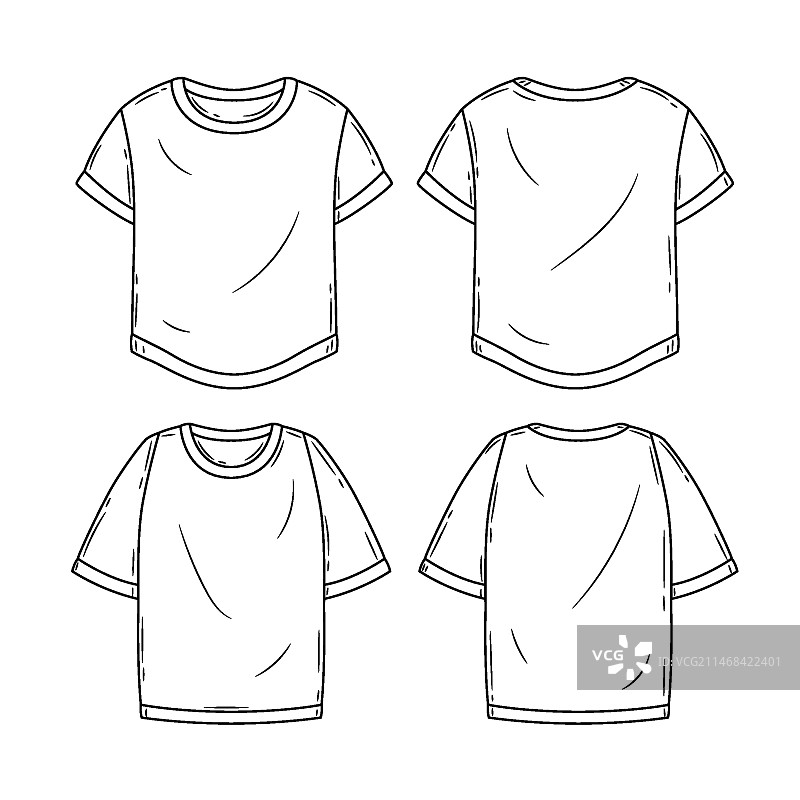 手绘T恤轮廓插图图片素材