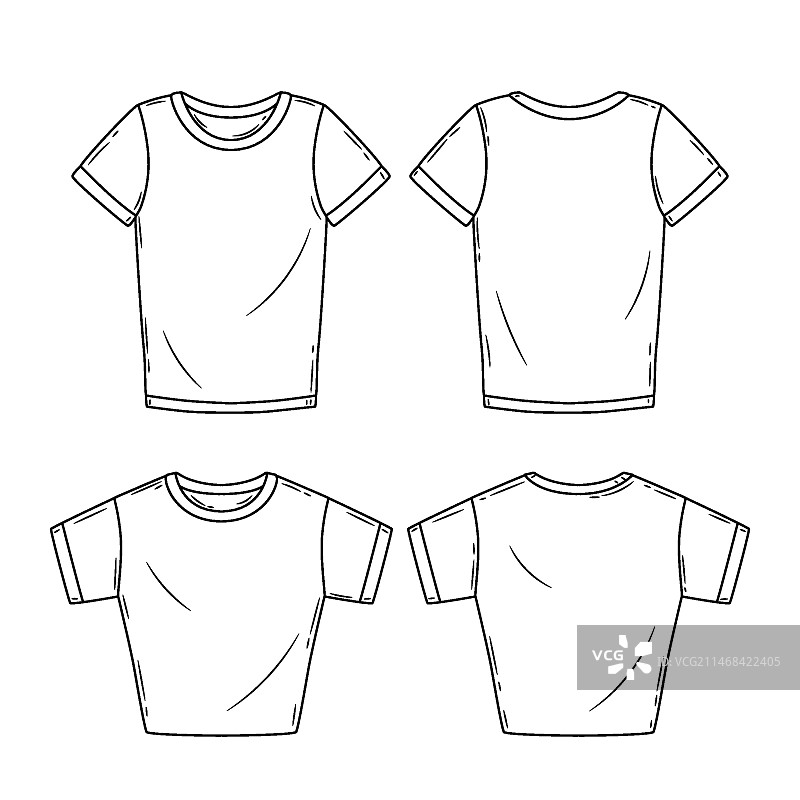 手绘T恤轮廓插图图片素材