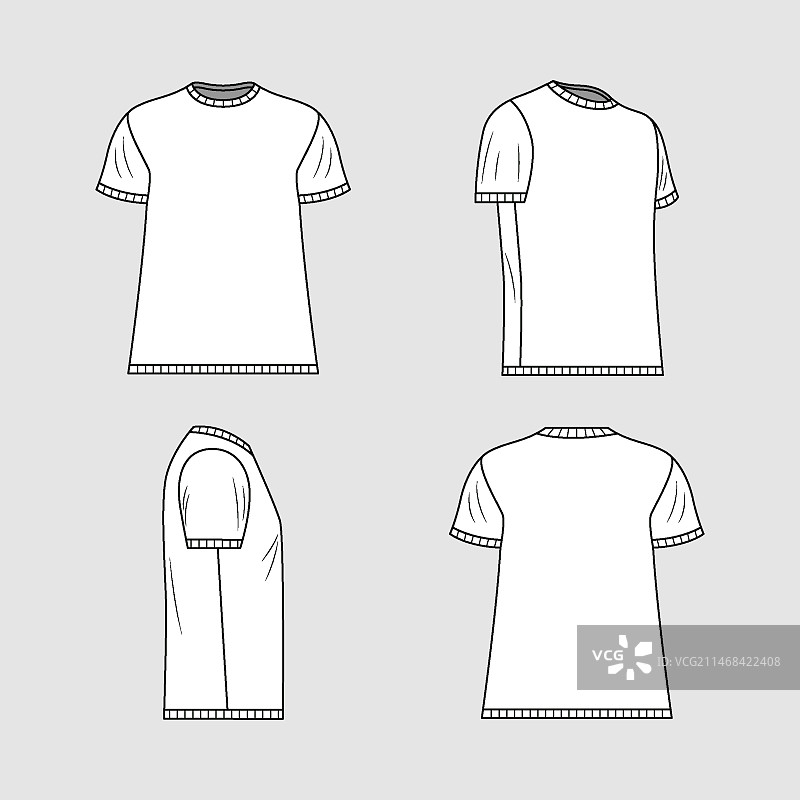手绘T恤轮廓插图图片素材
