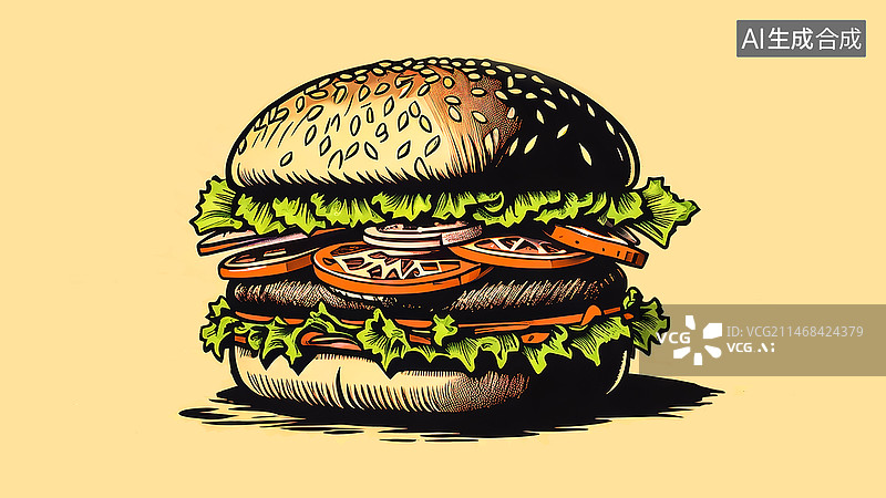 【AI数字艺术】汉堡特写图片素材