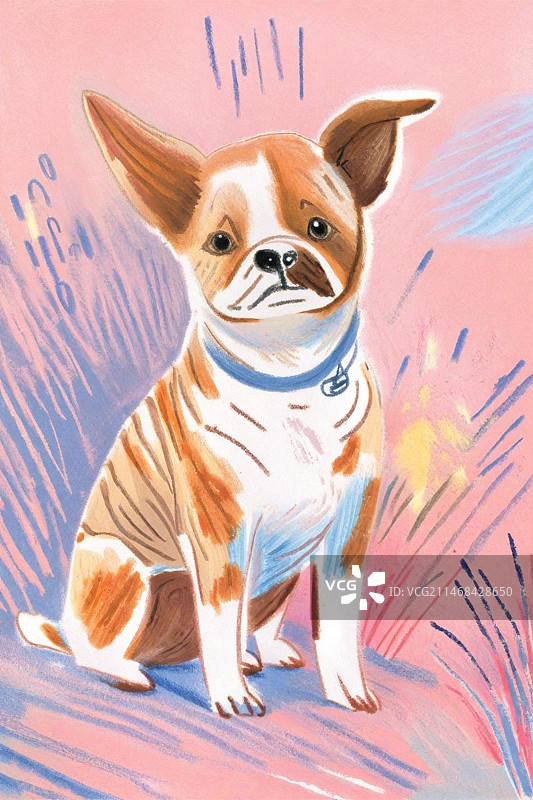 艺术绘画彩铅画水彩画国画卡通铅笔画动物猫狗插画图片素材