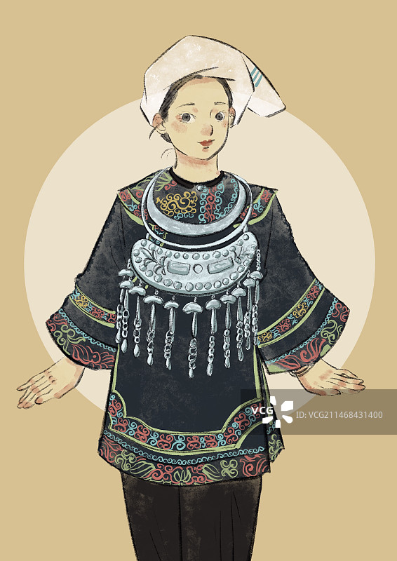 五十六民族插画-水族图片素材