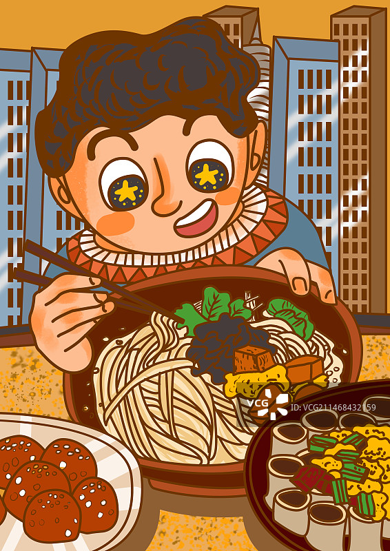 山西面食物好吃的吃饭男孩图片素材