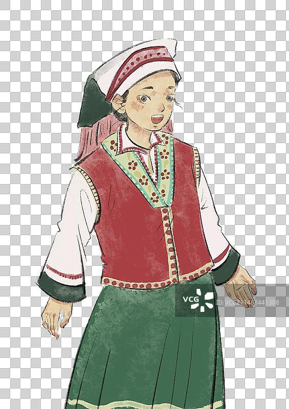 五十六民族插画元素-仡佬族图片素材