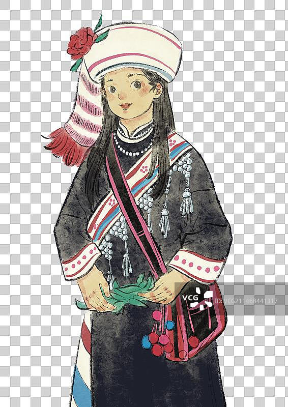 五十六民族插画元素-拉祜族图片素材