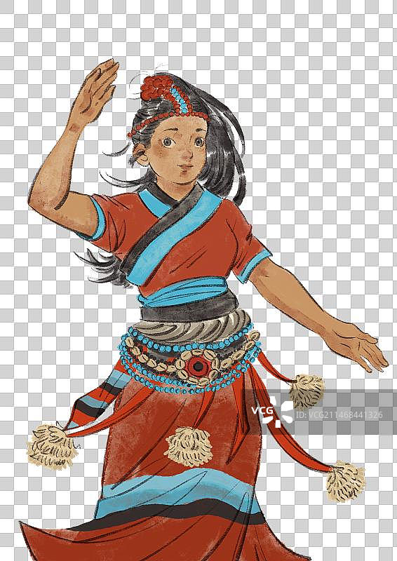 五十六民族插画元素-珞巴族图片素材