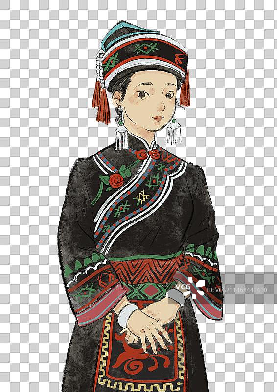 五十六民族插画元素-仫佬族图片素材
