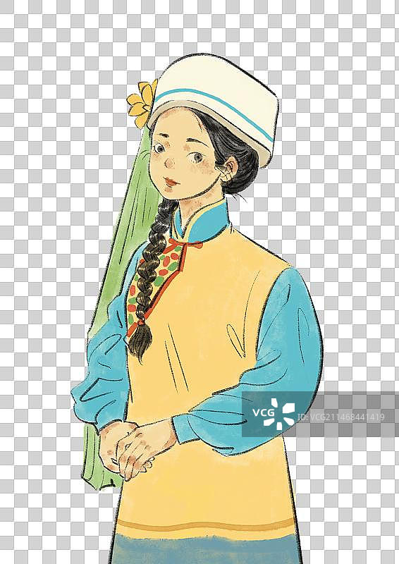 五十六民族插画元素-保安族图片素材