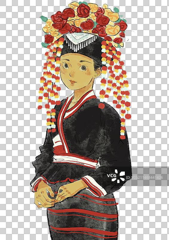 五十六民族插画元素-布朗族图片素材