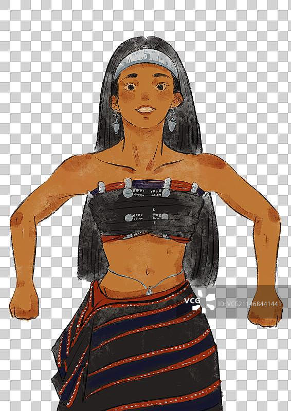 五十六民族插画元素-佤族图片素材