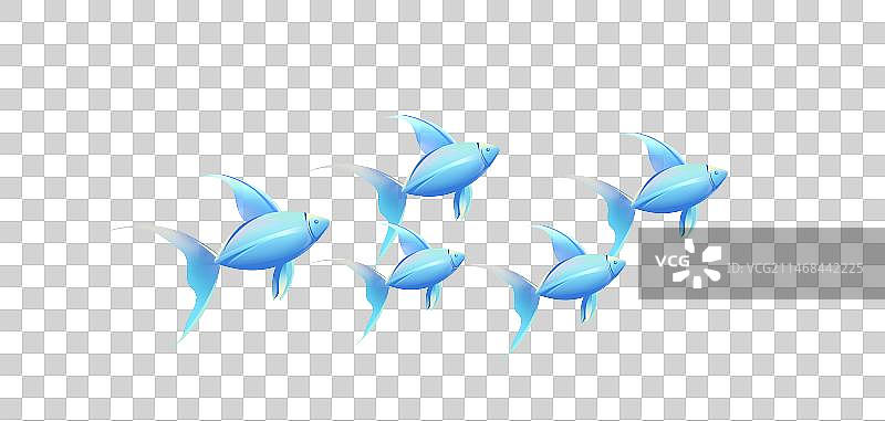鱼群，清新卡通系列免扣元素图片素材