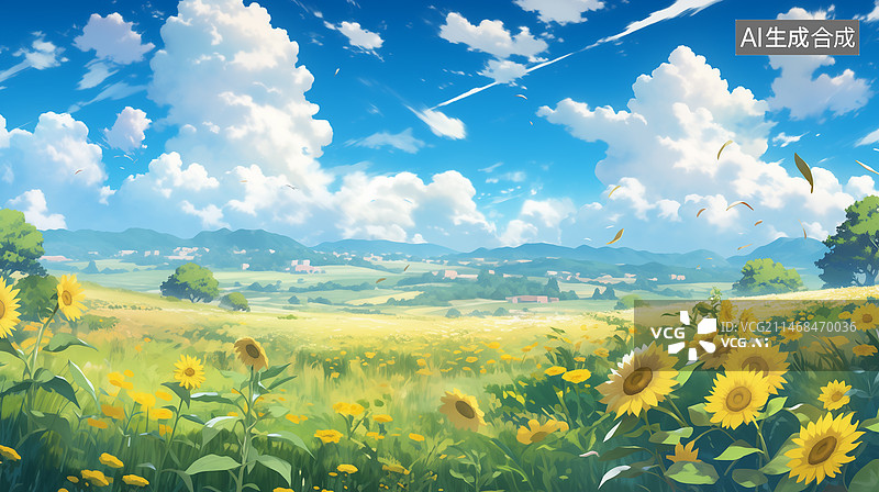 【AI数字艺术】盛开鲜花的草地图片素材