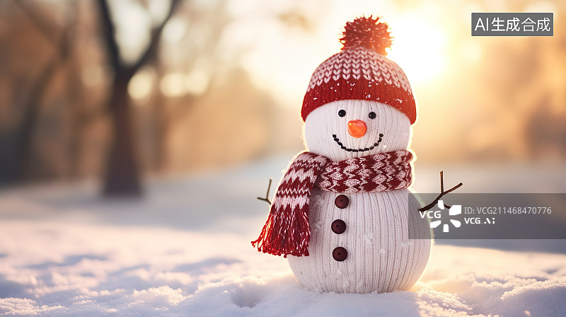 【AI数字艺术】雪地中的雪人图片素材