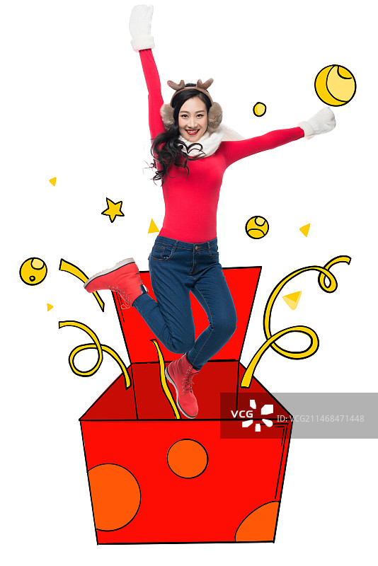 年轻女子跳跃图片素材