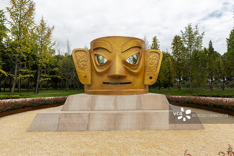 四川省成都市金沙遗址博物馆：金面具图片素材