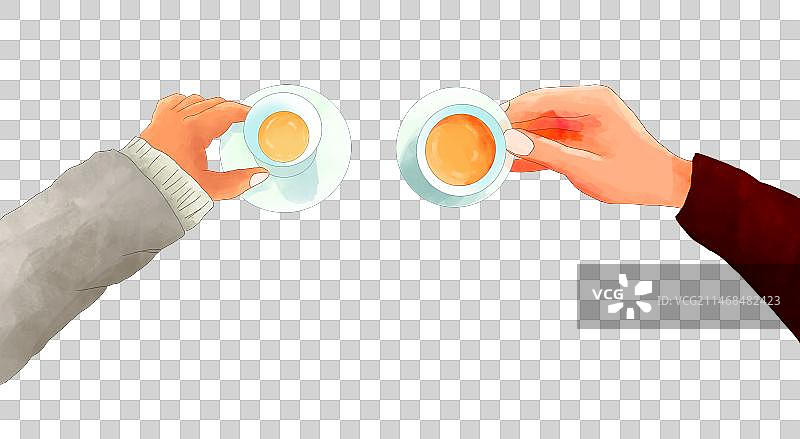 两个人手握杯子敬茶元素图片素材