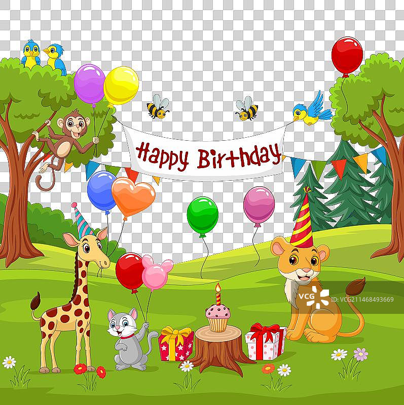 带有搞笑动物的生日祝福图片素材