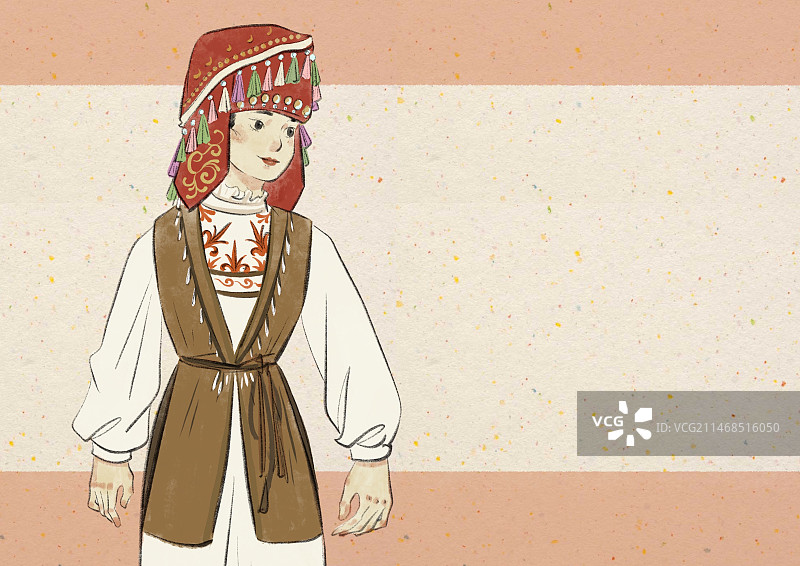 五十六民族插画-柯尔克孜族图片素材