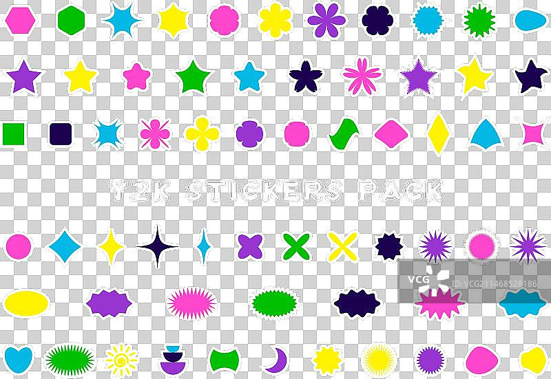 复古未来主义彩色图标合集图片素材