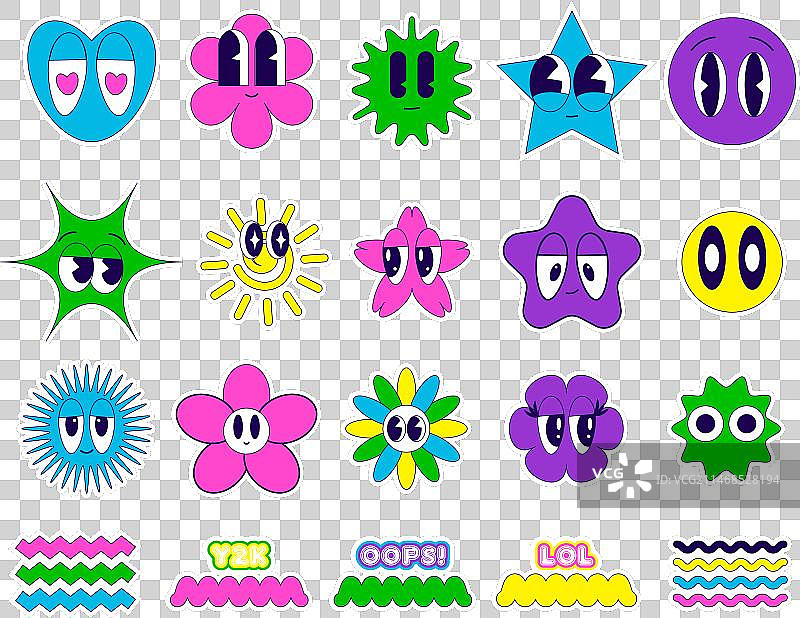带有笑脸的有趣贴纸图片素材