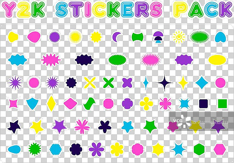复古卡通潮流贴纸套装图片素材