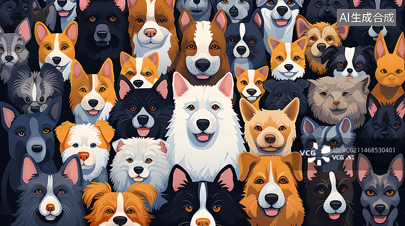 【AI数字艺术】一群狗铺满画面图片素材