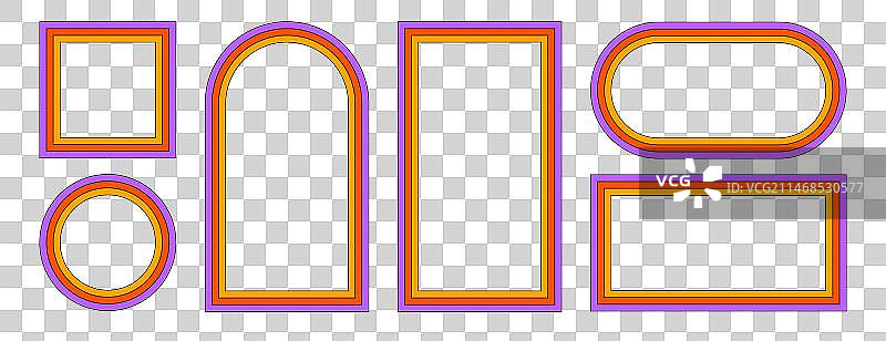 20世纪70年代嬉皮士风格的彩虹框架图片素材