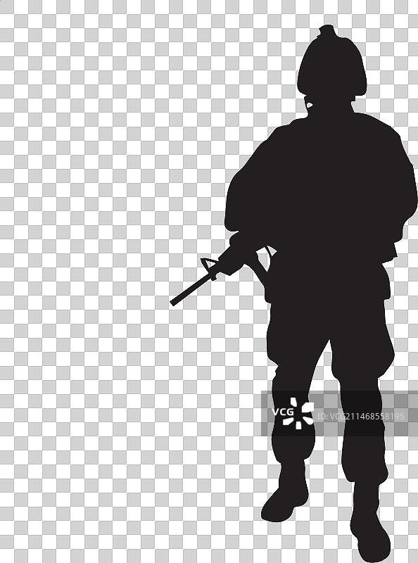 士兵手持步枪轮廓图片素材