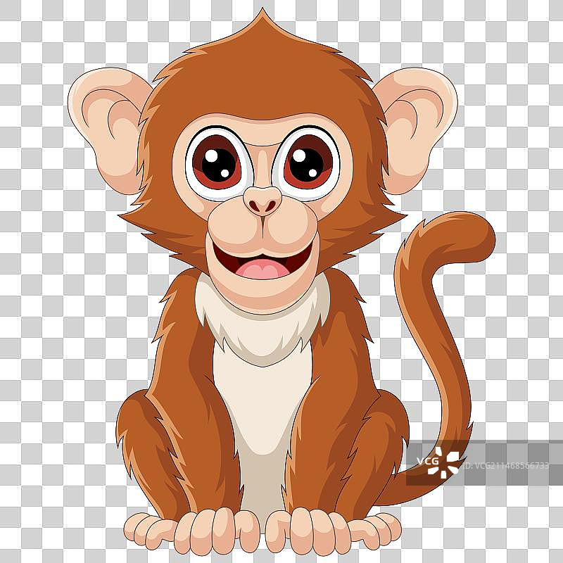 可爱的卡通猕猴图片素材