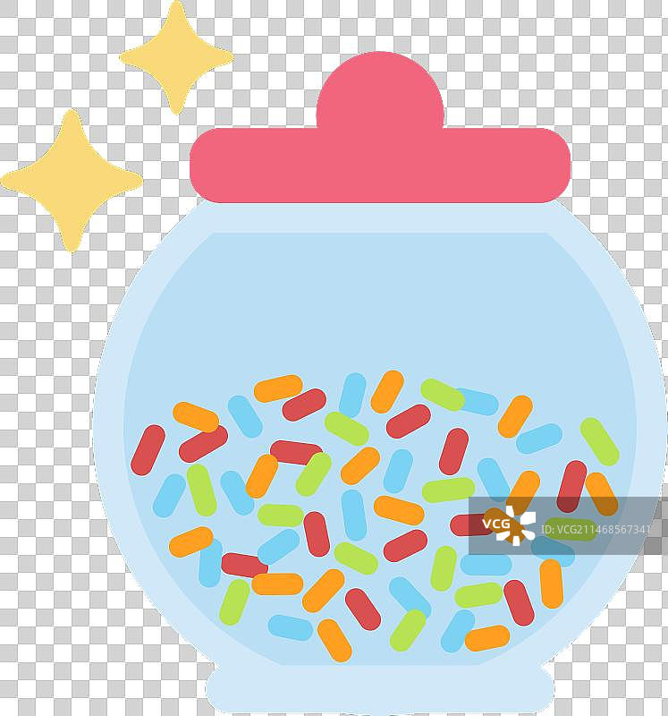 闪亮的糖果罐扁平风格图片素材