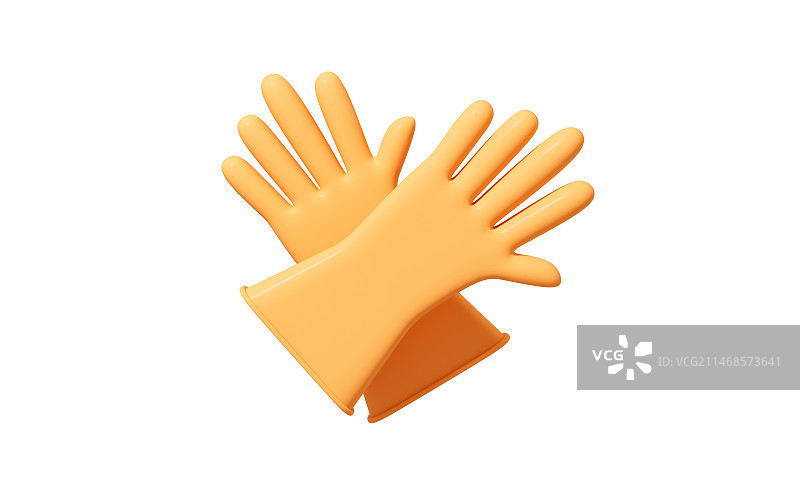 卡通橡胶手套3D渲染图片素材