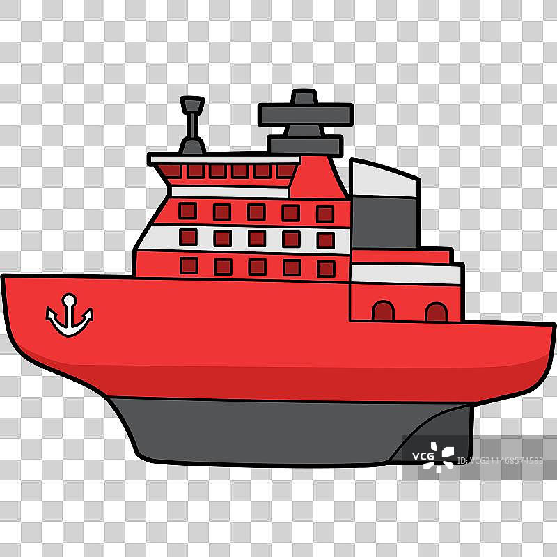 卡通彩色破冰船剪贴画图片素材