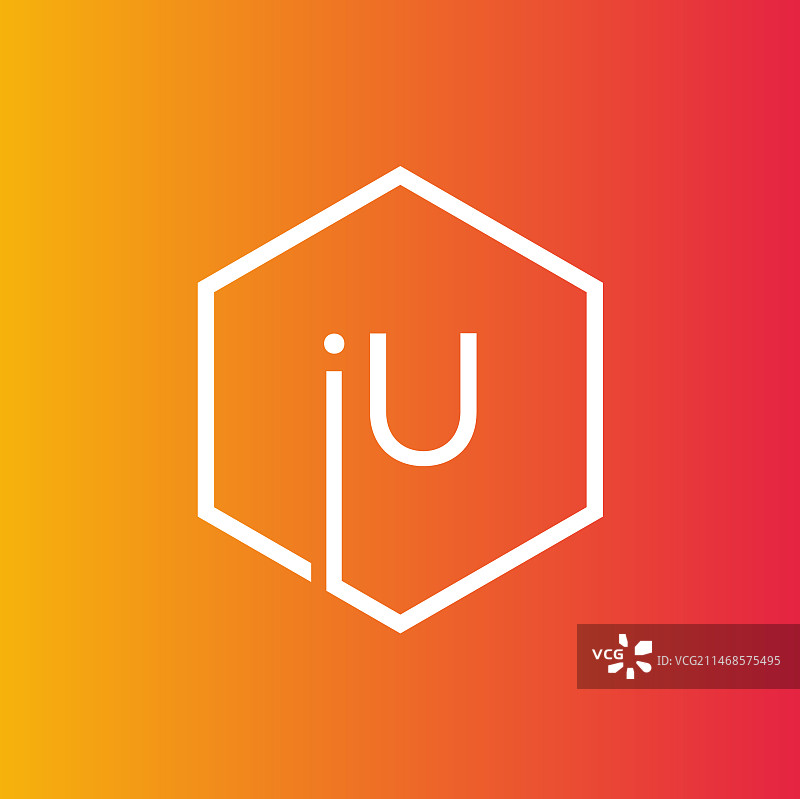 创意IU字母六边形标志设计图片素材