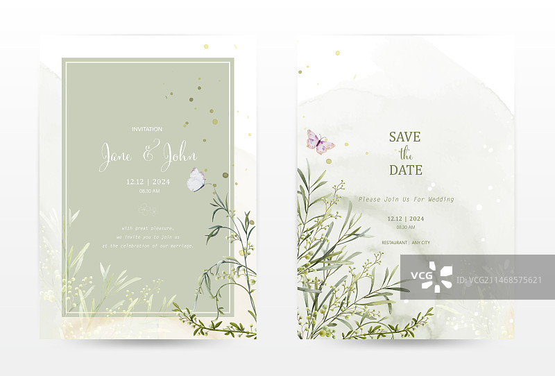 植物主题邀请函模板卡片合集图片素材