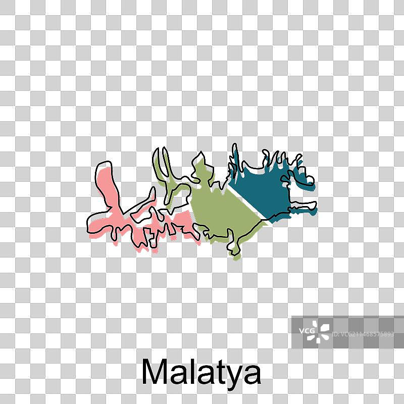 马拉蒂亚市地图设计模版（带轮廓）图片素材
