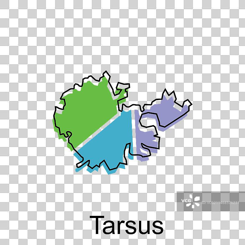 塔尔苏斯市轮廓地图设计模板图片素材