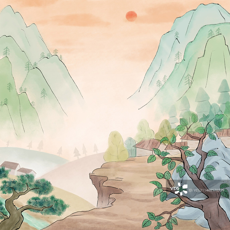 古诗鹿柴图片素材