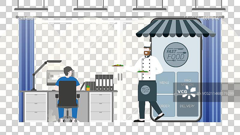 在线食品和快速配送概念厨师图片素材