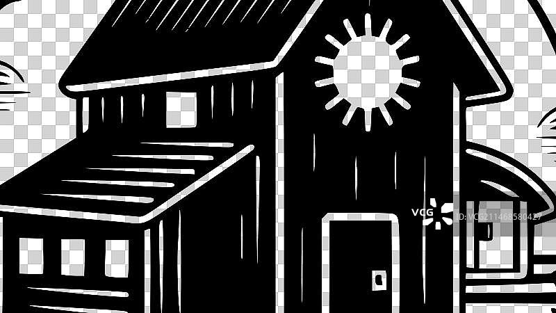 农舍 - 简约扁平风格标志图片素材