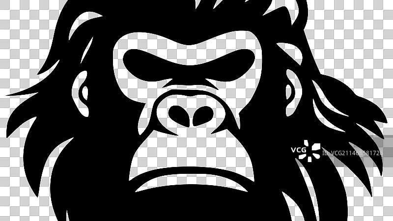 黑白猩猩隔离图标图片素材