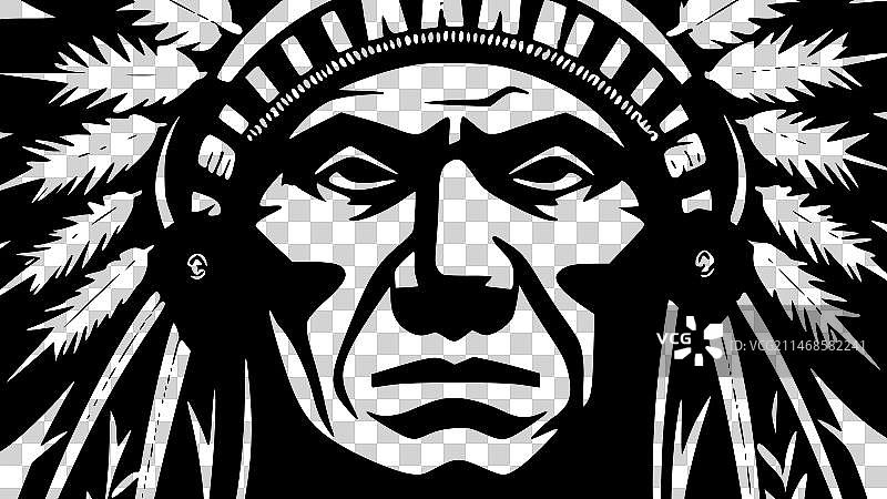 印第安酋长黑白隔离图标图片素材