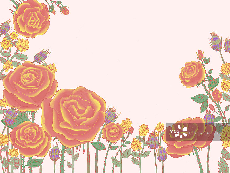 梦幻玫瑰星球插画可做背景图片素材